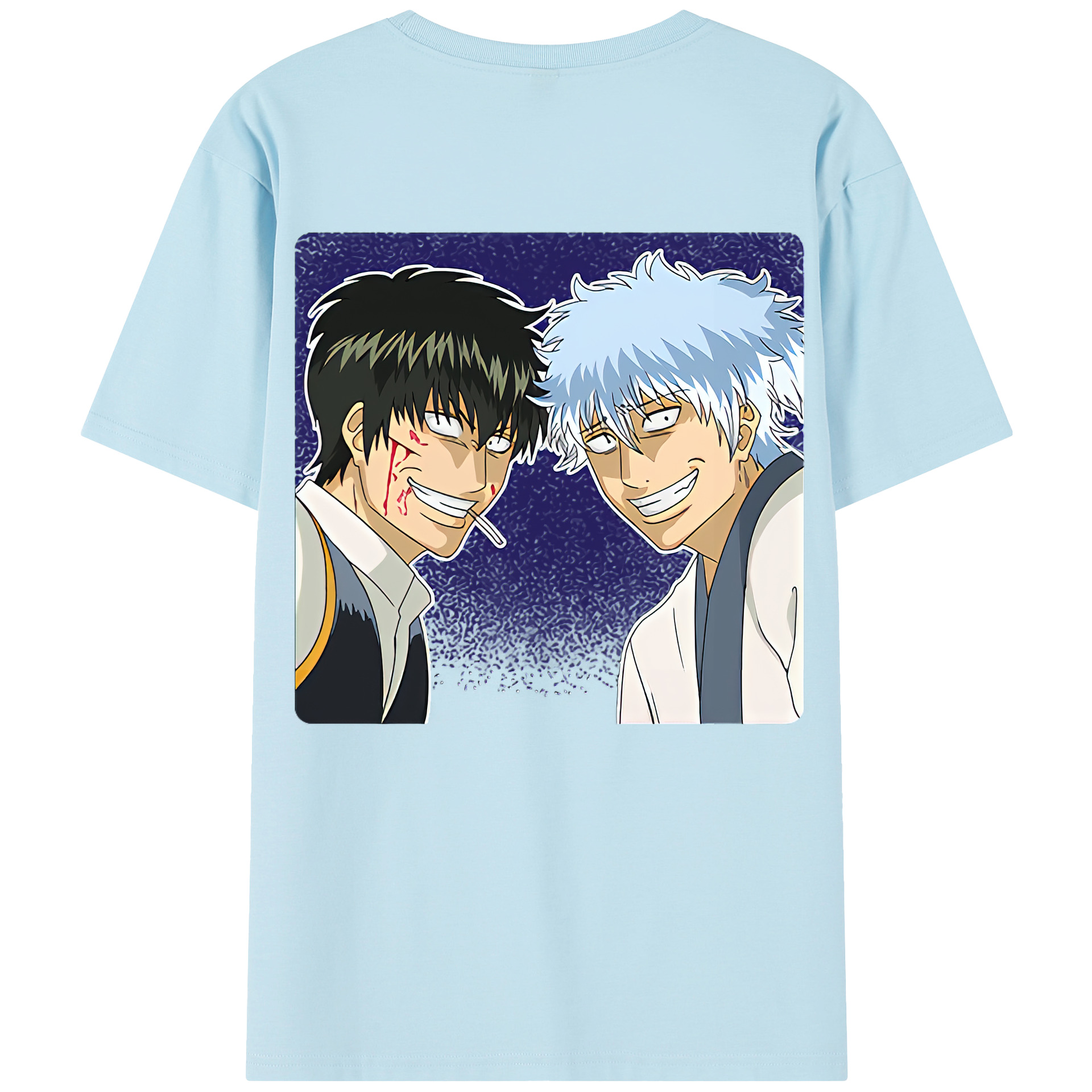 （画像用） ぎんたま 坂田銀時（さかたぎんとき） 神楽 志村新八（しむら しんぱち） GINTAMA Sakata Gintoki Kagura Shimura Shinpachi 綿100％半袖Tシャツ（背面プリント）